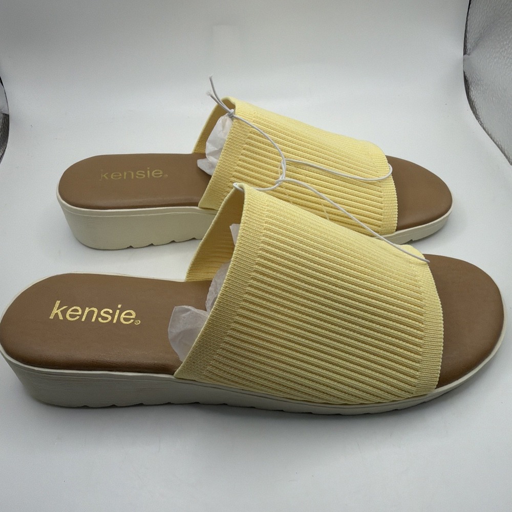 Kensie Size 11 / ELLIE / Yellow / Slip On Wedge Heel Sandals New Women's Shoes